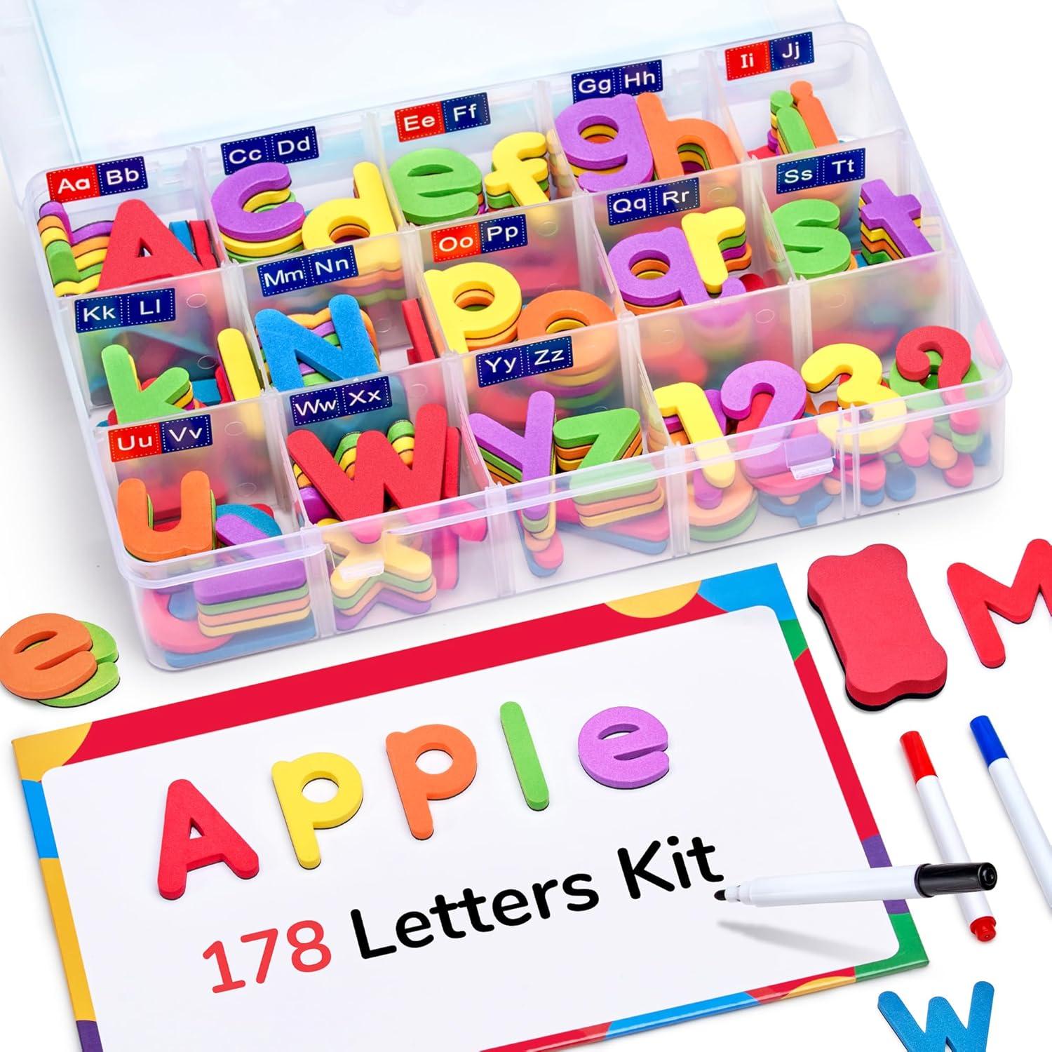 Gamenote Classroom Magnetic Alphabet Letters Kit 178Pcs + JoyCat Magnetic Letters and Numbers, ABC 123 Alphabet Fridge Magnets for Toddlers & Kids