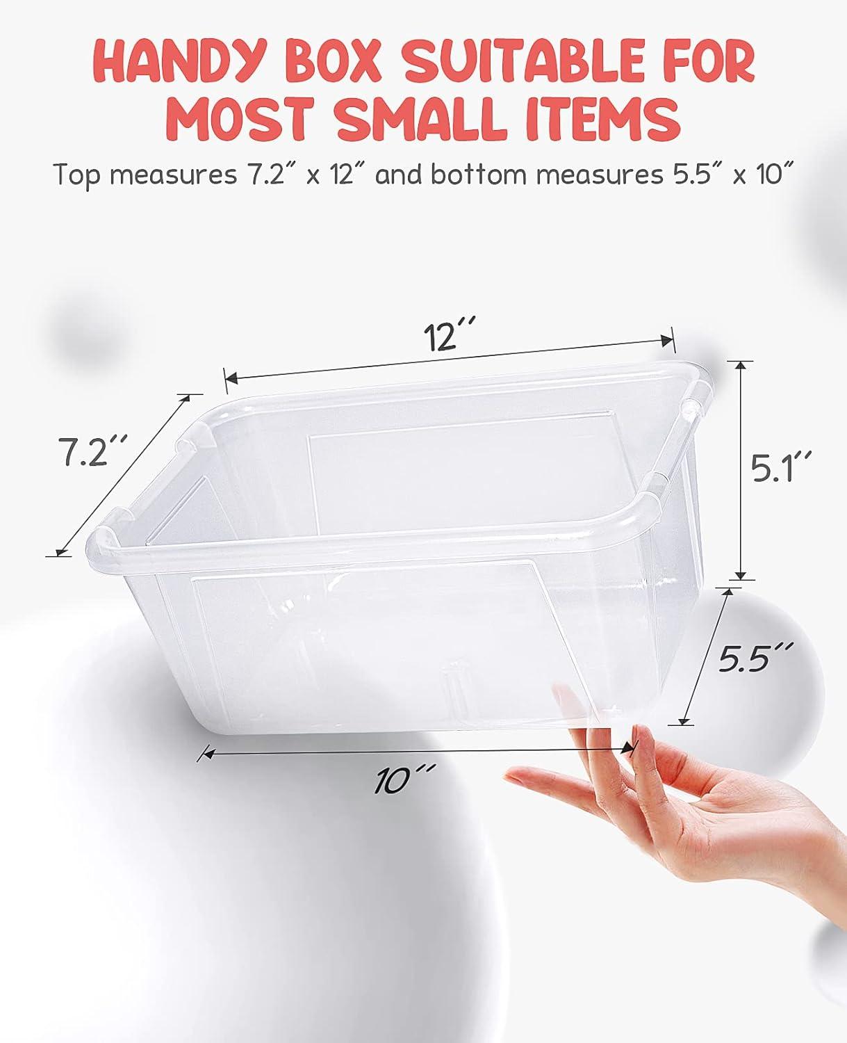 GAMENOTE Plastic Storage Bins with Lids – Multicolor & Clear – 5 Qt 6 Pack Small Cubby Bins Stackable Containers for Classroom Book Bin Toy Organizers – Organization and Storage Box