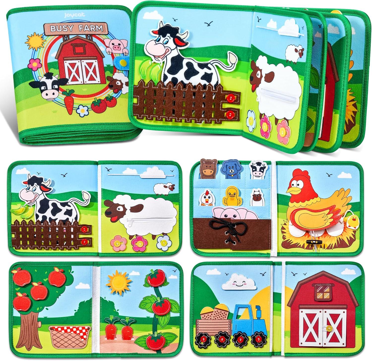Gamenote Classroom Magnetic Alphabet Letters Kit+JoyCat Farm Animal Busy Book for Toddlers Montessori Busy Board for 1 2 3 4 Year Old Boy Girl Birthday Gift – Quiet Activity Book with Life Skills