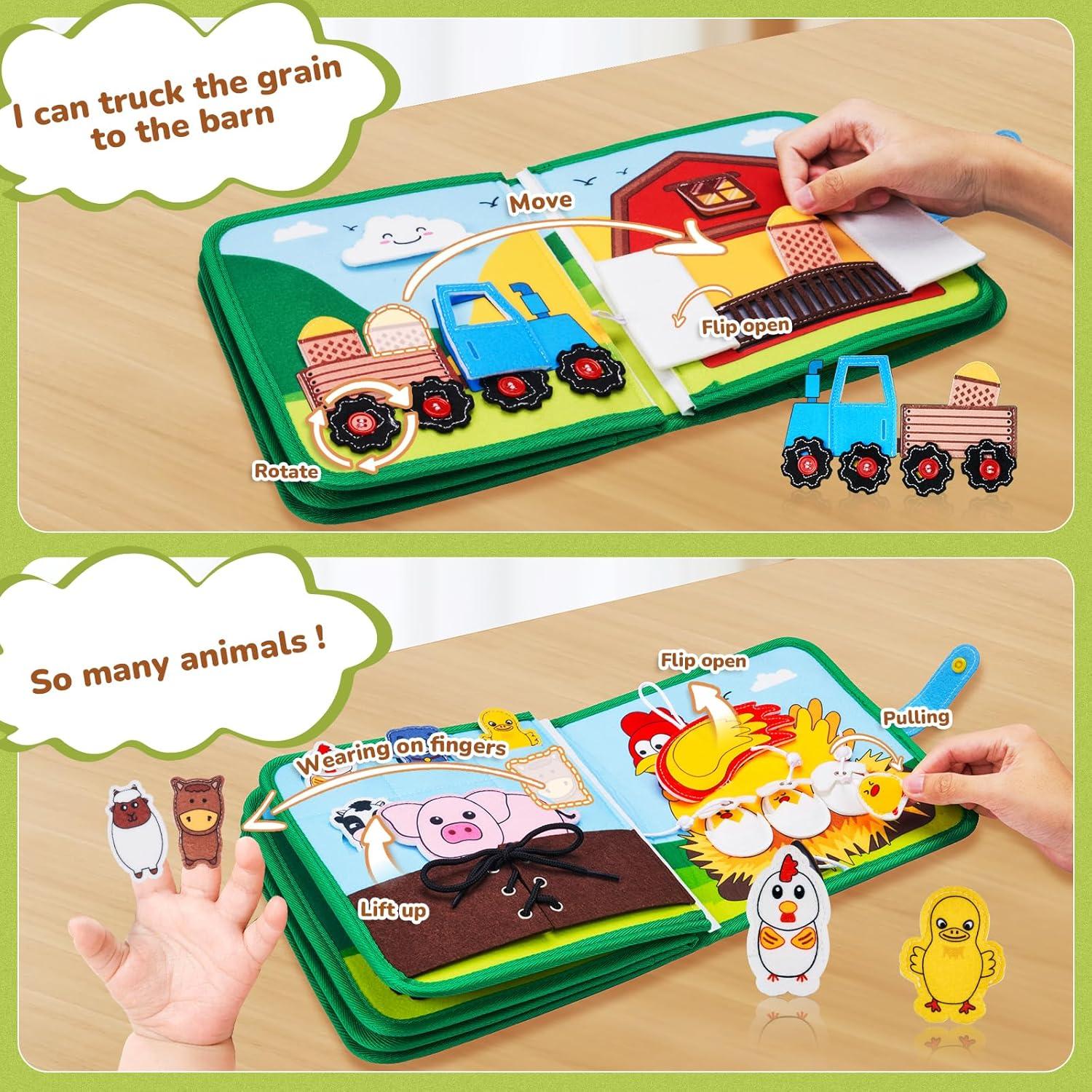Gamenote Classroom Magnetic Alphabet Letters Kit+JoyCat Farm Animal Busy Book for Toddlers Montessori Busy Board for 1 2 3 4 Year Old Boy Girl Birthday Gift – Quiet Activity Book with Life Skills