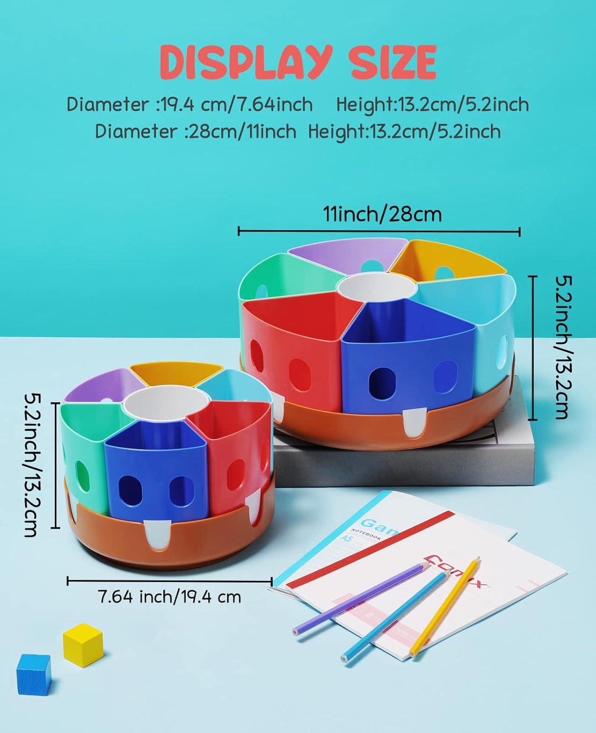 GAMENOTE Wooden Rainbow Pen Holder & Pencil Holders & Rotating Art Supplies Organizer