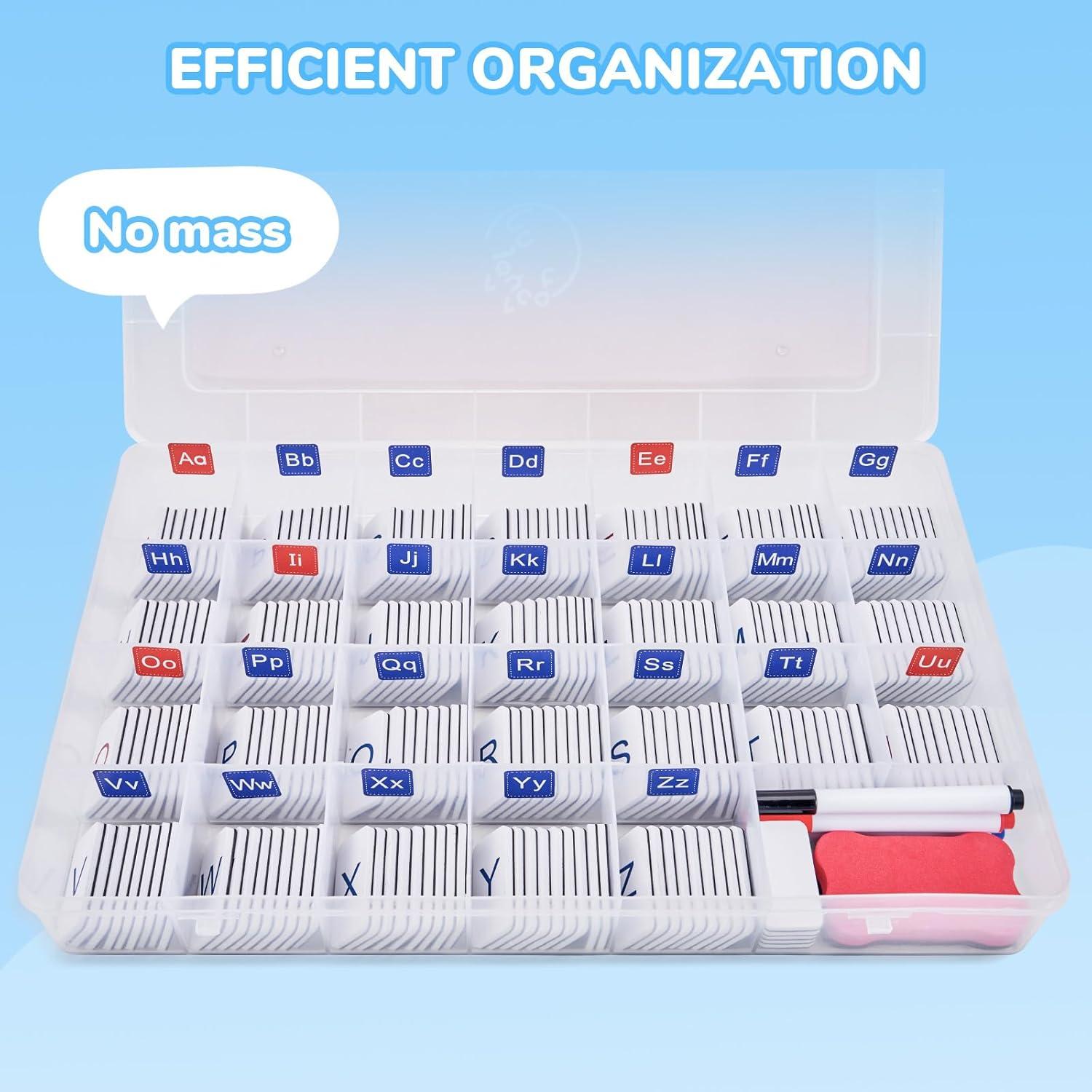 GAMENOTE White Board Dry Erase+Classroom Magnetic Letter Tiles for Phonics and Spelling-JoyCat 234 Foam Alphabet Tiles Magnetic Letters with Double-Side Magnet Board and Compartment Storage Case