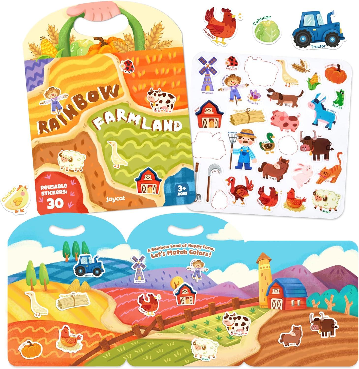 GAMENOTE Magnetic Number Tracing Board, 2 in 1 Double Sided Numbers 1-20 Writing Board for Toddlers & Kids + JoyCat Reusable Sticker Book – Jelly Animal Stickers for Toddlers