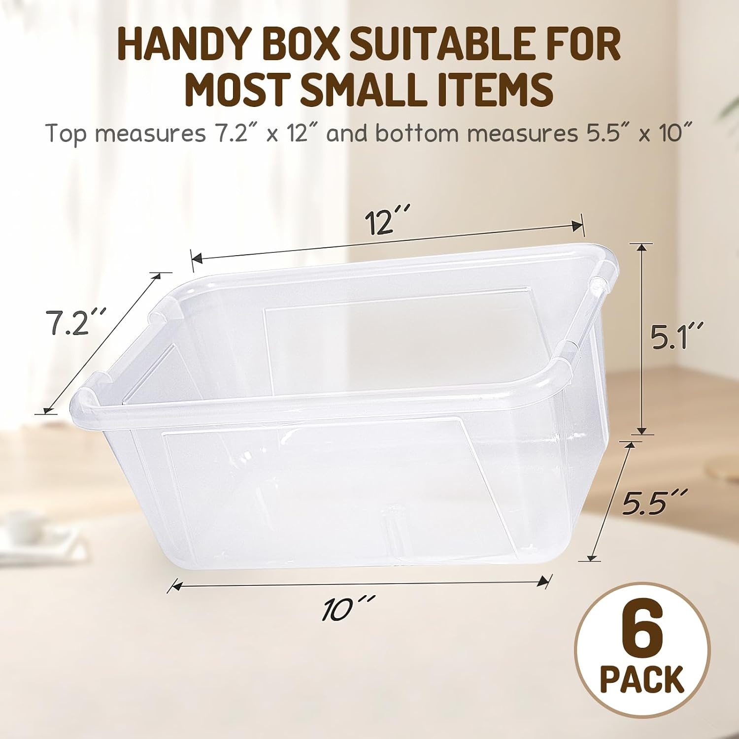 GAMENOTE 6 Quart Storage Bins with Lids, Plastic Latching Box for Classroom & Kids Toy Storage,Stackable Shoe Box Size Containers for STEM Morning Tubs, Crafts & Blocks (6, Macaron)(Clear)