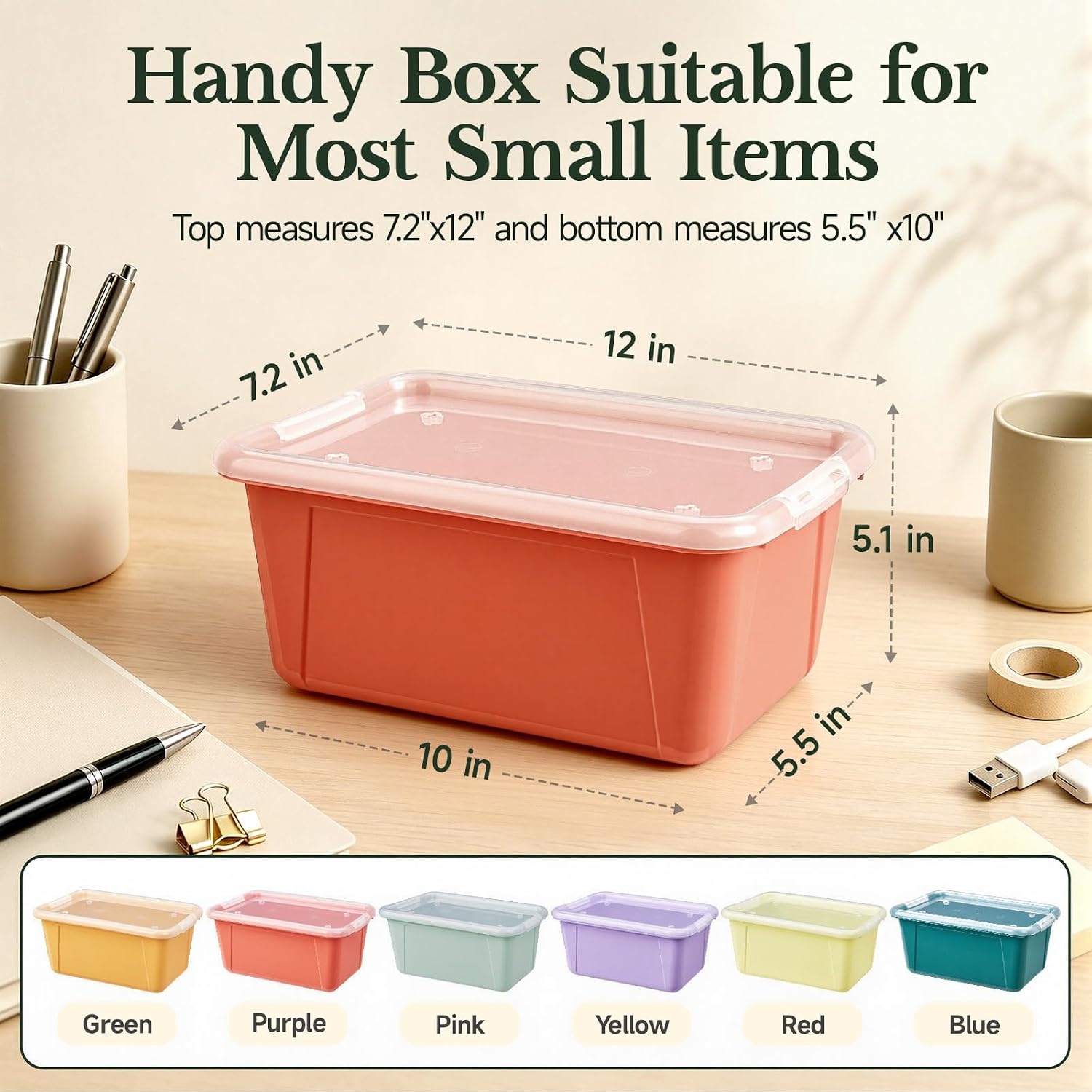 GAMENOTE 6 Quart Storage Bins with Lids, Plastic Latching Box for Classroom & Kids Toy Storage,Stackable Shoe Box Size Containers for STEM Morning Tubs, Crafts & Blocks (6, Macaron)(Morandi)